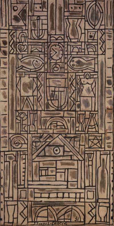 Composition symétrique universelle en noir et blanc - Joaquin Torres Garcia