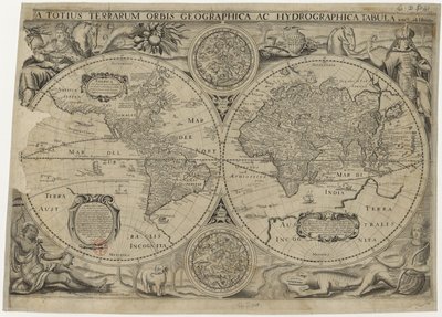 Nova totius terrarum orbis geographica ac hydrographica tabula Carte du monde, 1631 - Jodocus Hondius