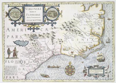 Virginie et Floride, nouvelles descriptions, 1636 - Jodocus Hondius