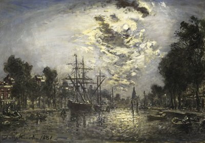 Rotterdam au clair de lune - Johan Barthold Jongkind (signed by artist)