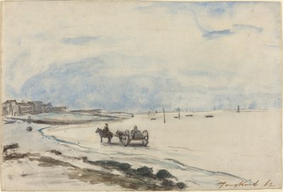 Chariot sur la plage à Étretat - Johan Barthold Jongkind