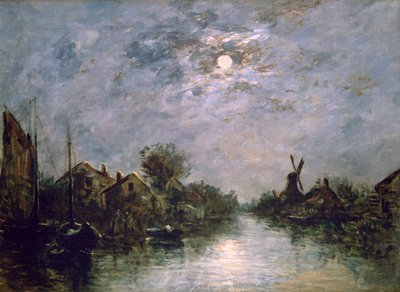 Canal néerlandais au clair de lune, vers 1840-1891 - Johan Barthold Jongkind