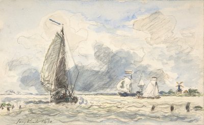Bateaux de pêche néerlandais, Verso : croquis de bateaux - Johan Barthold Jongkind