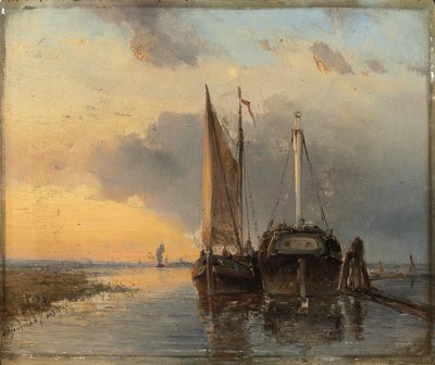 Port sur une rivière hollandaise, 1843 - Johan Barthold Jongkind