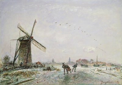 Patineurs sur glace en Hollande - Johan Barthold Jongkind