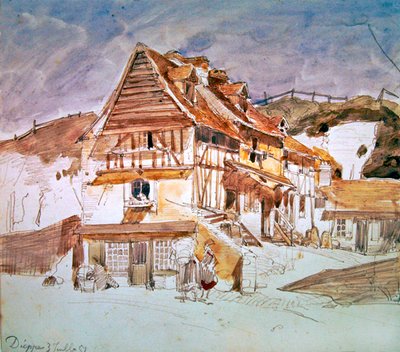 Vieilles maisons à Dieppe, Normandie, France, 1851 - Johan Barthold Jongkind
