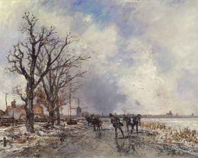 Patineurs sur la rivière Schie, près de Rotterdam, 1866 - Johan Barthold Jongkind