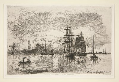 Soleil couchant - Port d - Johan Barthold Jongkind
