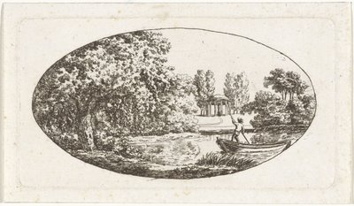 Étang avec un temple et une statue en face - Johan Christiaan Willem Safft