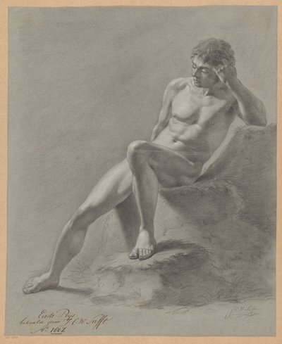 Nu masculin assis, vu de face (1er prix 1807) - Johan Christiaan Willem Safft