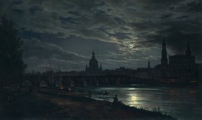 Vue de Dresde au clair de lune, 1839 - Johan Christian Dahl