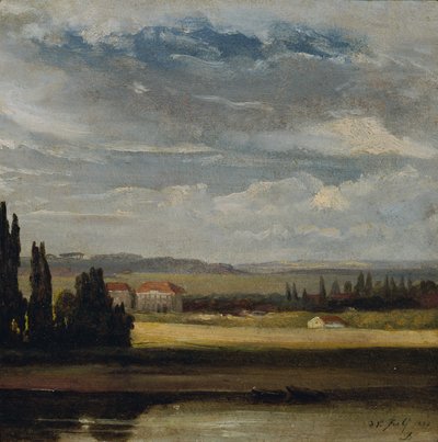 Vue de paysage avec ciel nuageux élevé - Johan Christian Dahl