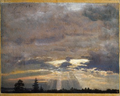 Étude des nuages avec les rayons du soleil - Johan Christian Dahl