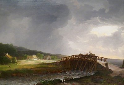 Danish : The Bridge across Tryggevælde River with a View of Køge The Bridge across Tryggevælde River with a View of Køge, Zealand - Johan Christian Dahl