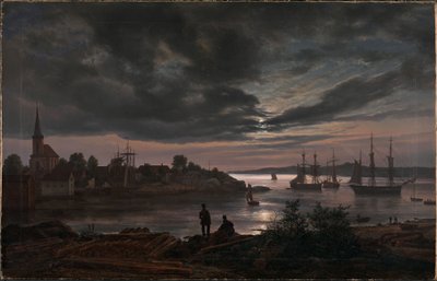 Larvik au clair de lune - Johan Christian Dahl