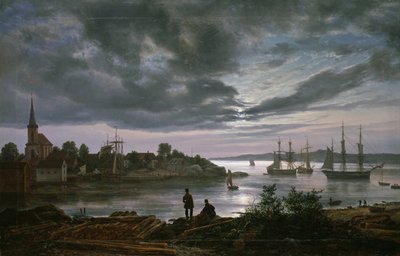 Larvik au clair de lune - Johan Christian Dahl