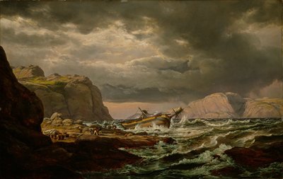Norvégien :  Skibbrudd ved den norske kyst Naufrage sur la côte norvégienne - Johan Christian Dahl