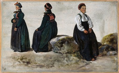 Études de costumes féminins de Luster in Sogn - Johan Christian Dahl