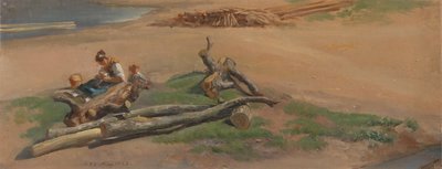 Femme et enfant au bord d