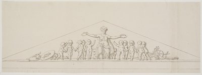 Esquisse pour un fronton, symbolisant la prospérité, avec des putti - Johan Christoph Petzold