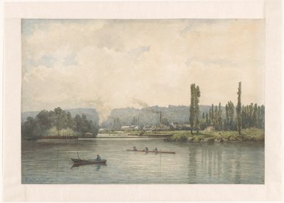Vue de Port-Marly sur la Seine, avec la blanchisserie - Johan Conrad Greive (signed by artist)