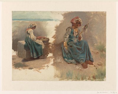 Deux esquisses de femmes assises - Johan Daniël Koelman