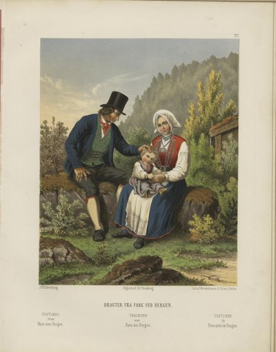 Illustration du livre Udvalgte norske Nationaldragter par auteur inconnu et publié par Chr. Tønsberg (no, [1861]) - Johan Fredrik Eckersberg