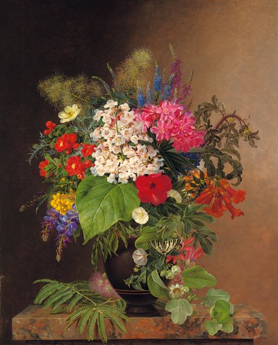 Liseron, lupins, véronique et fuchsia dans un vase, 1833 - Johan Laurents Jensen