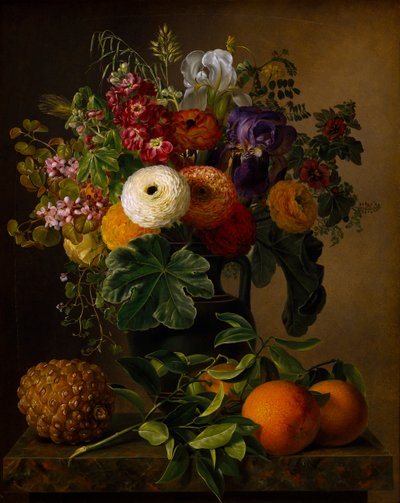 Nature morte avec des fleurs dans un vase antique, 1834 - Johan Laurentz Jensen