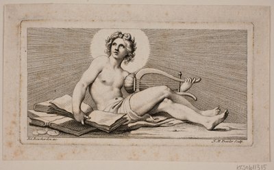 Vignette. Un Apollon assis avec la harpe - Johan Martin Preisler