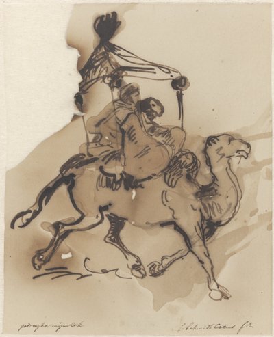 Chameau avec deux cavaliers sous un baldaquin - Johan Michaël Schmidt Crans