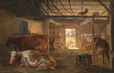 Une étable dans une ferme à Vejby, Zélande - Johan Thomas Lundbye