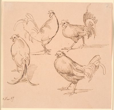 Quatre études de coqs - Johan Thomas Lundbye
