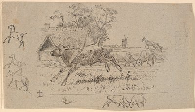Le troupeau. Illustration pour "Fables pour enfants" de Kaalund. Voir commentaire du catalogue des feuilles. - Johan Thomas Lundbye