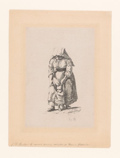 Femme italienne apprenant à marcher à son enfant - Johan Thomas Lundbye