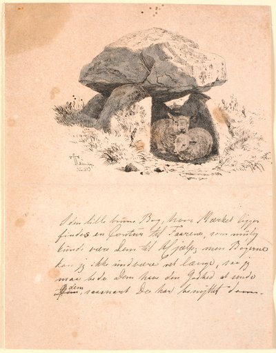 Les agneaux. Illustration de "Fabler for Børn" de Kaalund. Voir commentaire du catalogue des feuilles. - Johan Thomas Lundbye