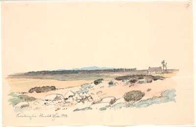 Paysage de Hornbæk avec la plantation et Kullen en arrière-plan - Johan Thomas Lundbye