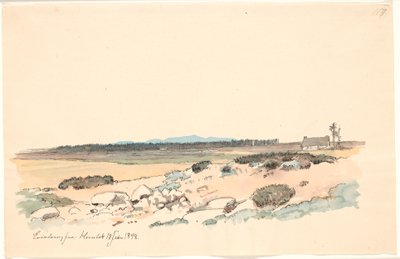 Paysage de Hornbæk avec la plantation et Kullen en arrière-plan - Johan Thomas Lundbye