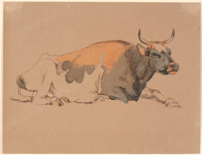 Vache couchée rouge et noire - Johan Thomas Lundbye