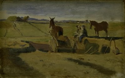 Mergling de la ferme pastorale de Vallekilde, en arrière-plan Hankehøj - Johan Thomas Lundbye
