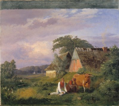 Scène de traite. Illustrant un poème de Christian Winther - Johan Thomas Lundbye