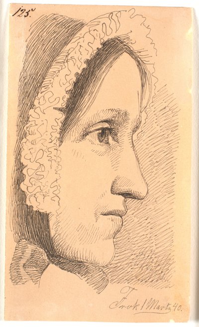Portrait de profil vers la droite de la mère de l