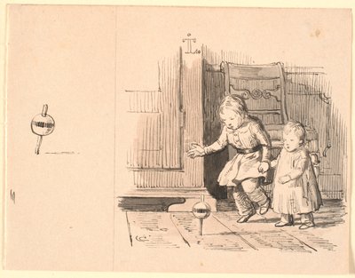 Le pot à rumeur. À gauche, petite étude du pot à rumeur - Johan Thomas Lundbye