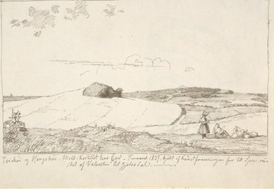 Paysage du Sjælland. En arrière-plan Vejrhøj, collé f.n. page 6 - Johan Thomas Lundbye