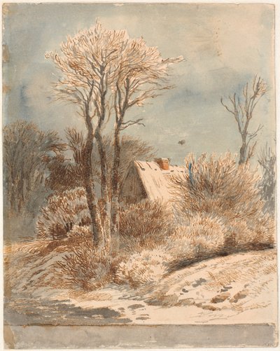 Paysage enneigé avec maison entre les arbres - Johan Thomas Lundbye