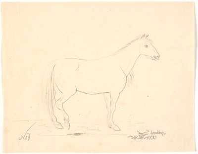 Cheval debout de profil à droite - Johan Thomas Lundbye