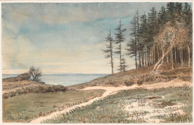 Vue vers Kullen depuis la plage de Hellebæk - Johan Thomas Lundbye