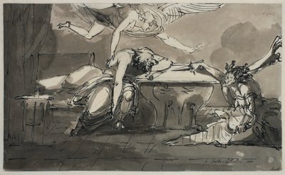 Tombe dans le désespoir. Planche 6 de la suite de la mélancolie - Johan Tobias Sergel