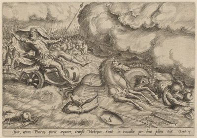 La Traversée de la Mer Rouge - Johan Wierix, after Maarten van Cleef