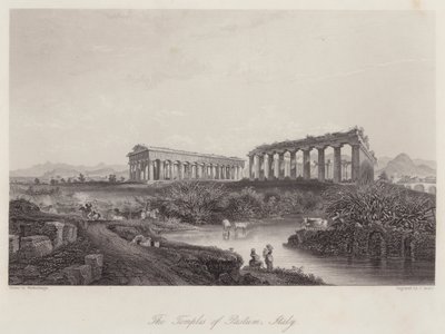 Les temples de Paestum, Italie (gravure) - Johan Wolfensberger
